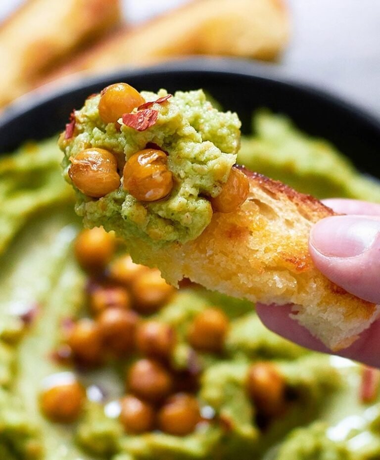 Crispy Roasted Chickpeas with Creamy Avocado Dip