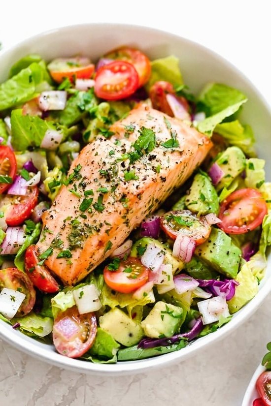 Fresh Salmon with Vibrant Avocado Salad