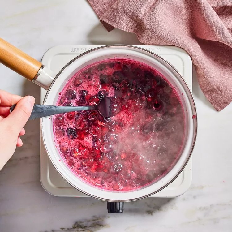 Lemon Poppyseed Pancakes with Blueberry Sauce