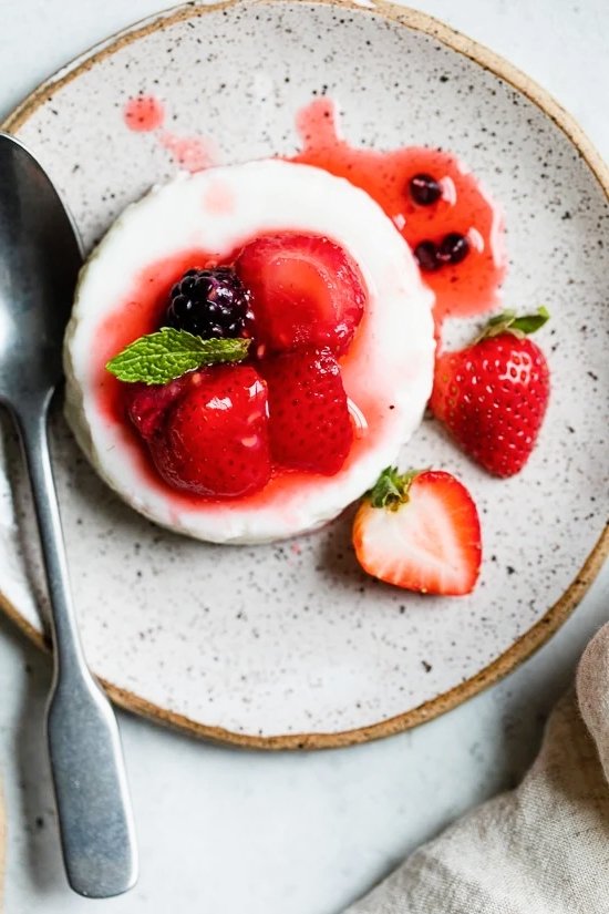 Macerated Berries with Yogurt Panna Cotta
