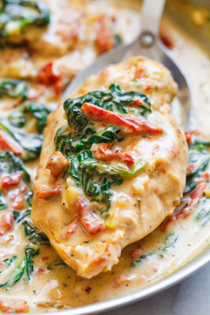 Creamy Chicken Breast in Spinach Parmesan Sauce