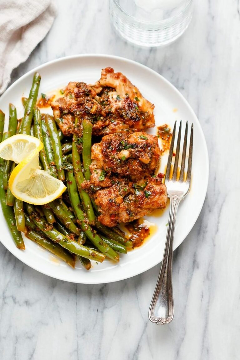 Chicken and Green Beans Skillet with Lemon Garlic Butter