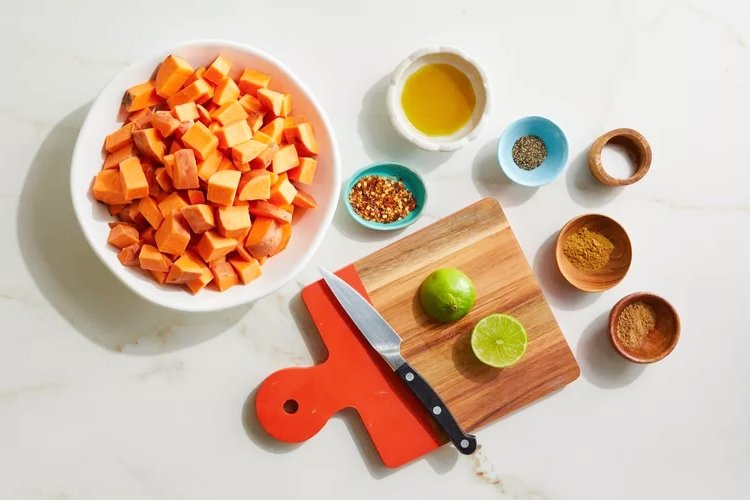 Roasted Sweet Potatoes with Cumin-Lime 